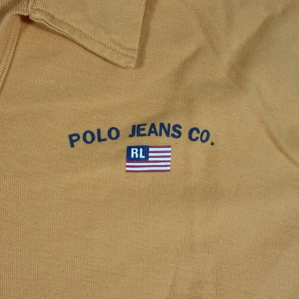 Vintage Polo Ralph Lauren Jeans Co Yellow V Neck Collar Polo Shirt Size L